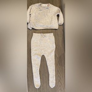 Zara cashmere baby sweater and footed pant set